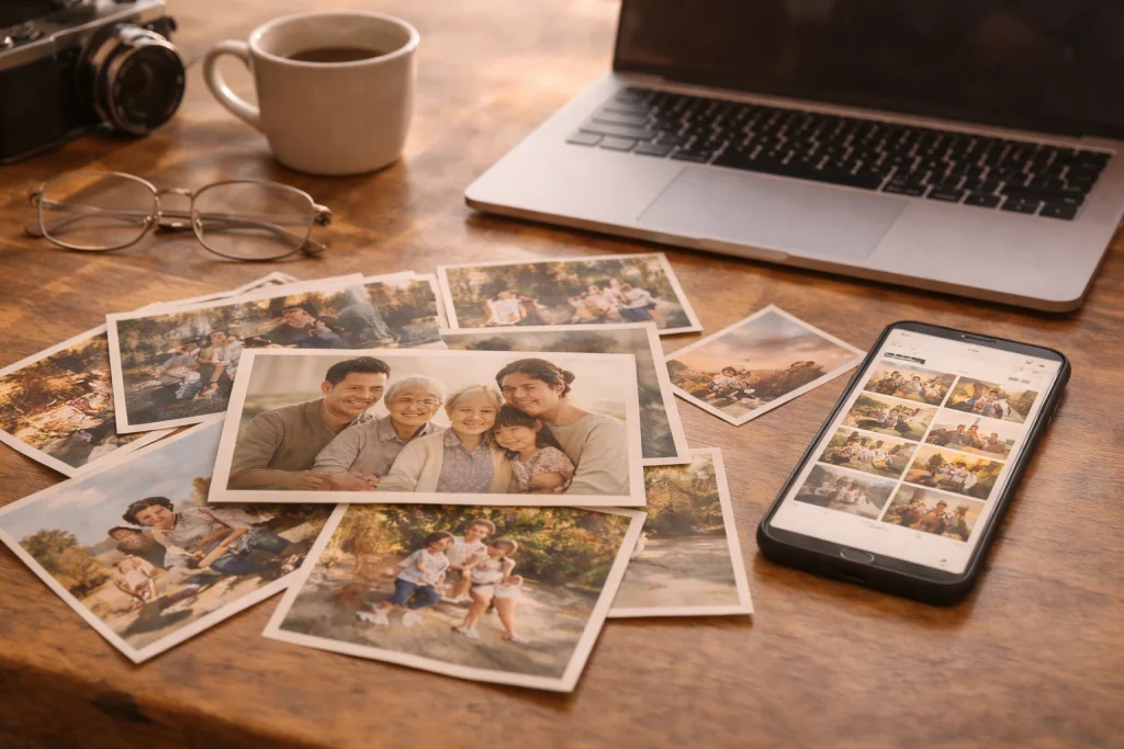 семейные фотоальбомы и старые фотографии семьи